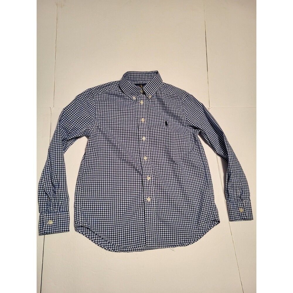 (#16) Polo By Ralph Lauren Blue/ White Long Sleeve Button Down Size M (10-12)